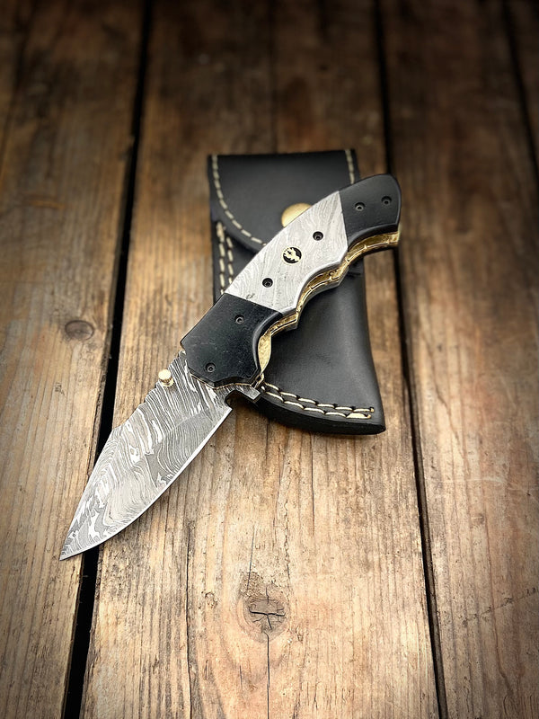 7.5" Gentleman's Folding Knife, Micarta & Damascus