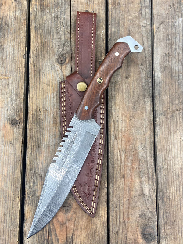 12" Walnut Bowie Knife, 512-Layer Damascus